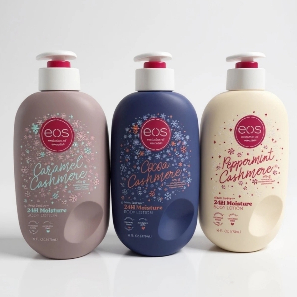 Eos Holiday Body Lotion Limited Edition Peppermint, Coccoa & Caramel Cashmere